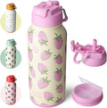 BOTTLE BOTTLE 32oz Insulated Water Bottle Stainless Steel Sport Water Bottle with Straw Dual-use Lid Design for Gym with Pill Box