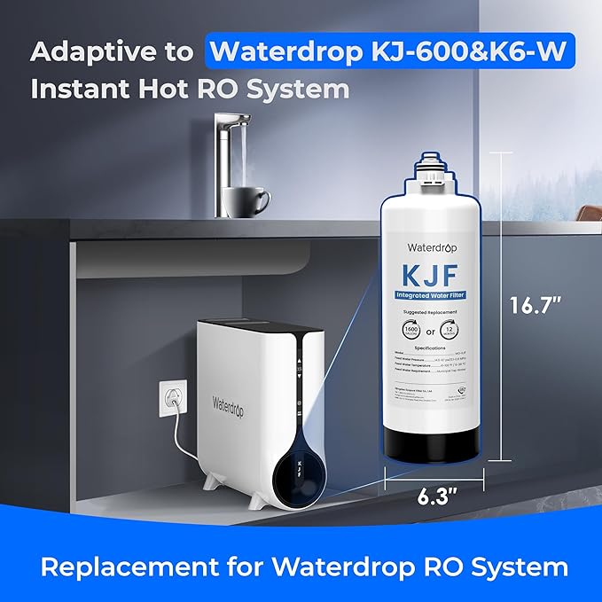 Waterdrop KJF Filter, Replacement for KJ600 Reverse Osmosis Instant Hot Water Dispenser System, 12-month Lifetime