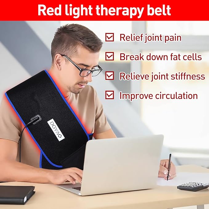 DGXINJUN Red Infrared Light Therapy Devices for Body Wrap Back Pain Relief Home Use Wearable Belt Joints Muscle Benefits