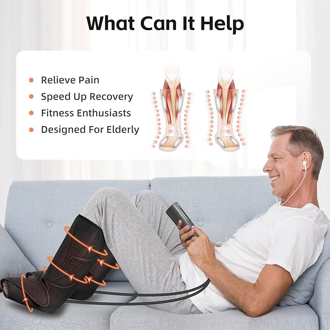 SHINE WELL Leg Massager with Heat and Compression, Legs Massage for Circulation and Pain Relief, Foot and Calf Massager for Swelling, Heated Air Compression Machine, Wellness Gift for Mom Dad
