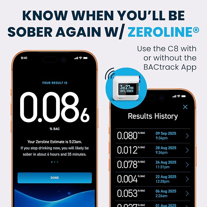 BACtrack C8 Breathalyzer | Professional-Grade Accuracy | Optional Wireless Smartphone Connectivity | Compatible w/ Apple iPhone, Google & Samsung Android Devices | Apple HealthKit Integration