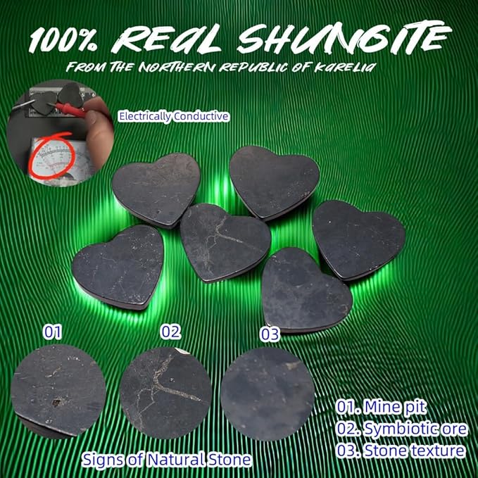 RICHRAIN Mobile Phone Sticker Shungite Heart Shape Protection Sticker 2 Pieces Set