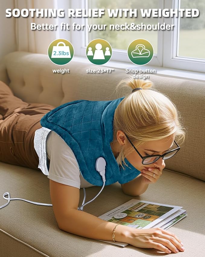 Graphene-Infused Electric Heating Pad,Weighted Heating Pads for Neck and Shoulders and Back,FSA Eligible Items Only List,Heat Pad with 4 Auto-Off Timers,23"x19",ETL Certified