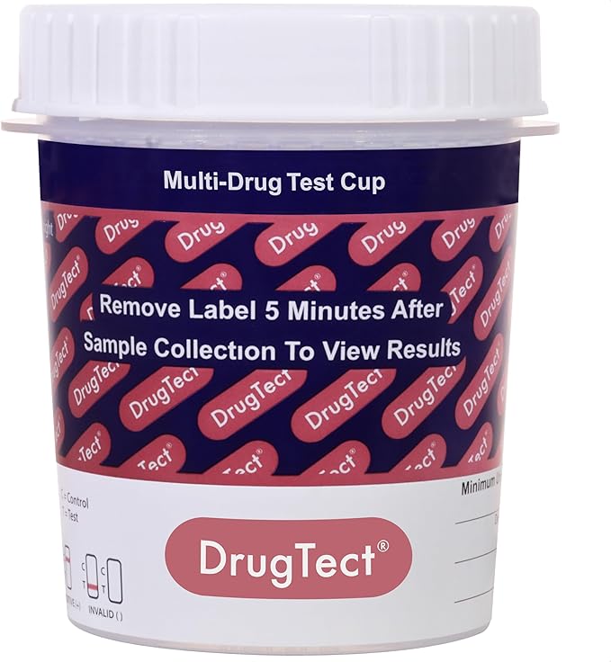 DrugTect Multi-Drug Rapid Urine Test Cup | 1 Pack | 14 Panel CLIA Waived Marijuana Fentanyl Drug Test Cup with 6 Adults for AMP,BAR,BUP,BZO,COC,FYL,MDMA,MET,MOP|OPI,MTD,OXY,PCP,TCA,THC (1)