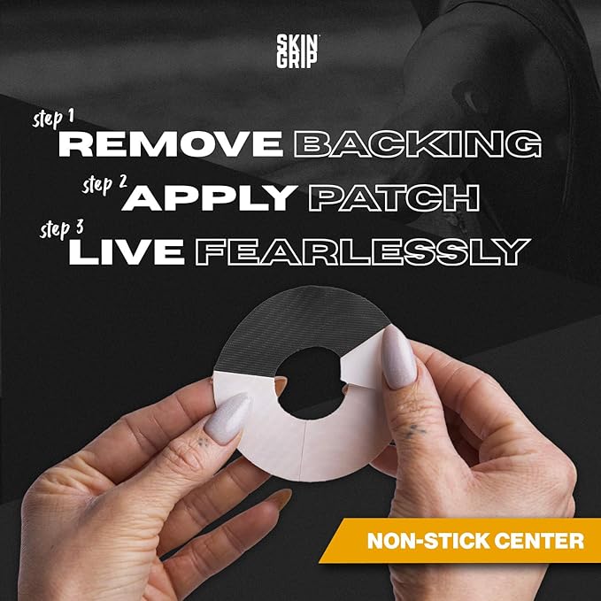 Skin Grip Universal Adhesive Patches for CGM and Insulin Pumps with Cutout (20-Pack), 0.8-Inch Hole, Waterproof & Sweatproof for 10-14 Days, Glucose Monitor Patch, Diabetic Sensor Cover, Black