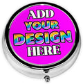 Custom Travel Medicine Organizer, Medicine Pill Box Case Container Travel Pill Holder Vitamin for Purse Med Wallet Portable Mini Pastillero Round, Magenta, Personalized Gifts