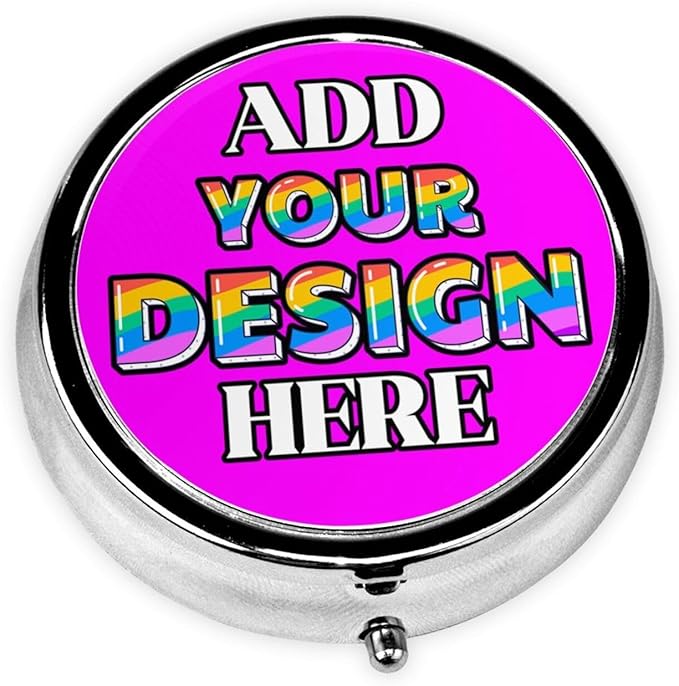 Custom Travel Medicine Organizer, Medicine Pill Box Case Container Travel Pill Holder Vitamin for Purse Med Wallet Portable Mini Pastillero Round, Magenta, Personalized Gifts