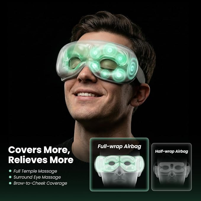 BOB AND BRAD Eye Massager with Heat and Cooling, FSA-HSA Eligible, EyeOasis 3 Heated Eye Massager Mask for Dry Eyes, Migraines, Headaches Relief, Reduce Strain, Improve Sleeping, Mother's Day