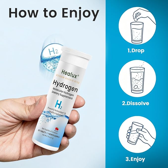 Hydrogen Water Tablets 12 PPM – Molecular H₂ Tablets with Magnesium | h2 tab Lab Tested Antioxidant Support for Energy, Cellular Health, Recovery & Cognitive Function, 30 Count, Raspberry