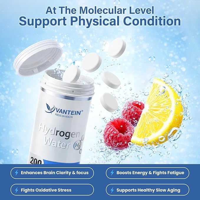 H2 Molecular Hydrogen Tablets with Magnesium - 100 Tablets Hydrogen Water Tablets for Athletic Recovery, Energy & Cellular Health – Lemon & Raspberry Variety