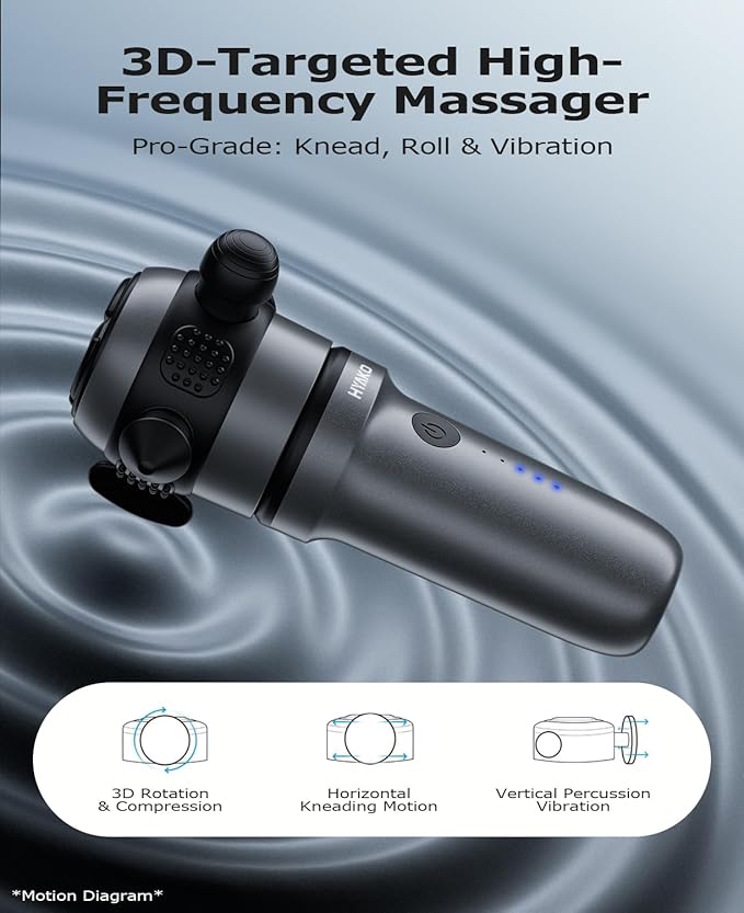 HYAKO R1 Mini Handheld Therapy Massager - Travel Deep Tissue Vibration Massage Gun Designed for Smaller Joints, Muscle Origins, Fascia Release & Trigger Points | Pocket-Sized Gift for Women & Men