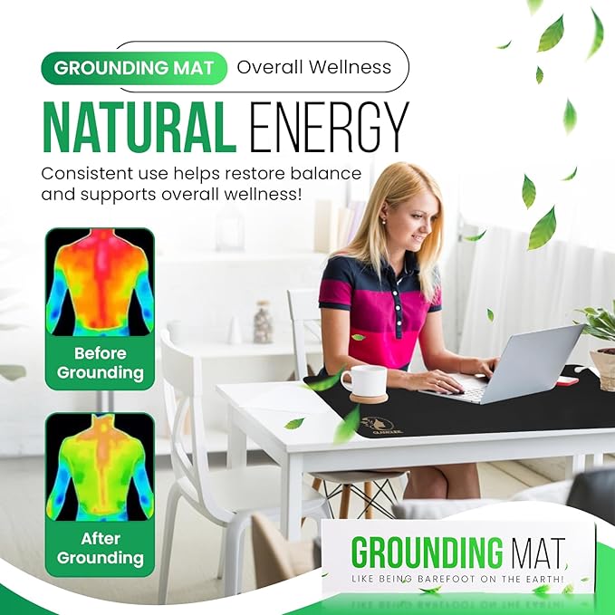 Grounding Mat for Wellness & Energy – Stress Reduction Mat for Bed, Desk, Office, Living Room – Improves Sleep, Focus & Balance – Premium Earthing Mat for Daily Grounding Therapy