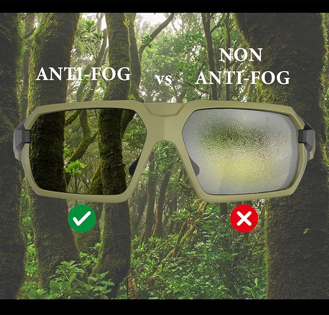 HTS HUNTERSKY Ballistic Tactical ANSI Z87.1+ Impact Protection Anti Fog Shooting Glasses Military Grade Airsoft Range