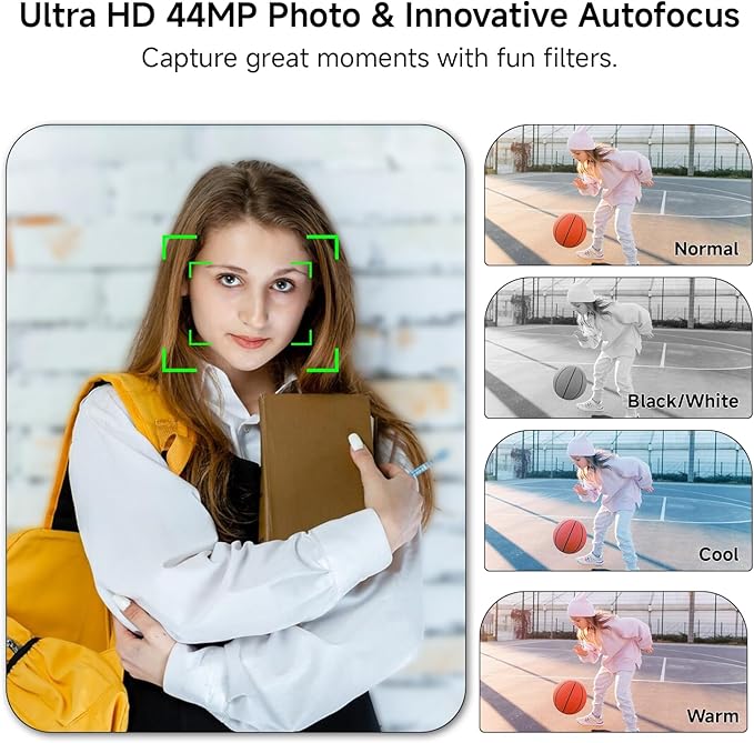 Digital Camera, 2026 4K Autofocus Digital Cameras for Teens, Silver Point and Shoot Camera for Kids with 16X Zoom, 64GB SD Card, Compact Small for Boys Girls Teens Kids Gift