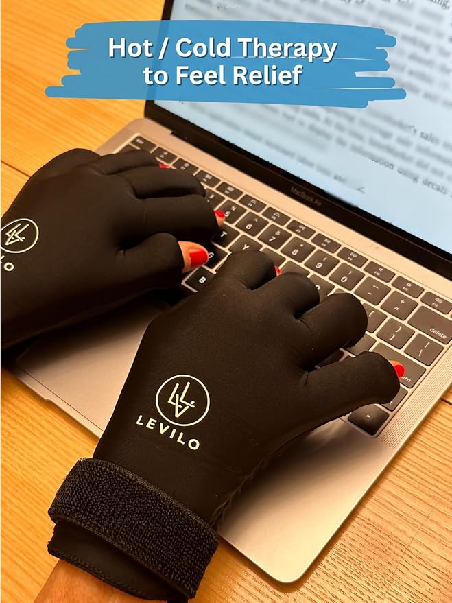 LEVILO Hand Ice Pack (2 Pack) Ice Gloves for Arthritis Hands, Carpal Tunnel, Hand Ice Pack Gloves for Arthritis, Finger Sleeves, Inflammation, Swelling, Joint Pain, Tendinitis, Hot & Cold Therapy