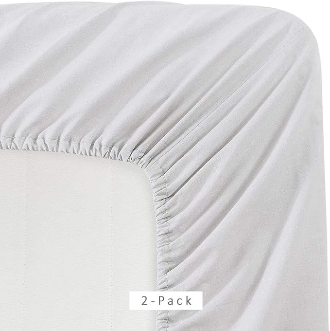 2 Pack Fitted Hospital Bed Sheets with Elastic All Around for a Double Brushed Ultra Soft Breathable 100% Microfiber Sheets, 36” x 84” x 12”