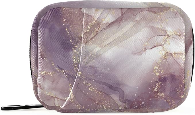 Purple Rose Marble Pill Case, Weekly Portable Pill Bag Container 7 Days Cute Pill Box Organizer Vitamin Supplement Holder with Zipper for Travel Family Business