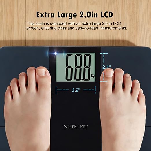 NUTRI FIT Scale for Body Weight 550lb, Digital Bathroom Scales for People, Extra Large LCD Display & Large Clear Numbers, High Upgraded Quality for The Elderly Safe Home Use