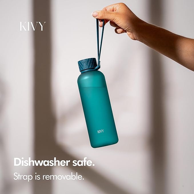 KIVY Slim Water Bottle 22oz [Lightweight & Shatterproof] Leak Proof Bottle for Women & Men - Clear plastic water bottle no straw - Dishwasher Safe Tritan Bottle BPA Free