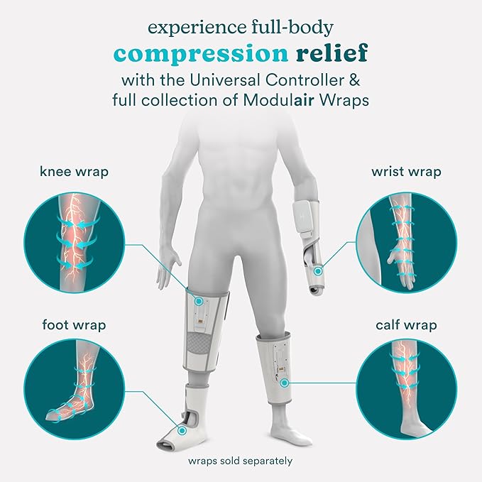 HoMedics Overlapped Compression Therapy Battery, Massage System Universal Controller, Compatible Modulair Compression Wraps (Sold Separately)