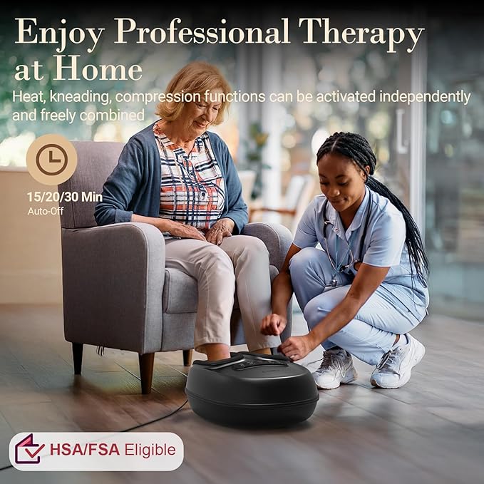 FSA Eligible HSA Foot Massager for Neuropathy, [2026 Upgraded] - Feet Massager with Heat, Compression, 3D Deep Kneading Relief for Foot Fatigue Relief & Neuropathy, Birthday Gifts for Women, Men
