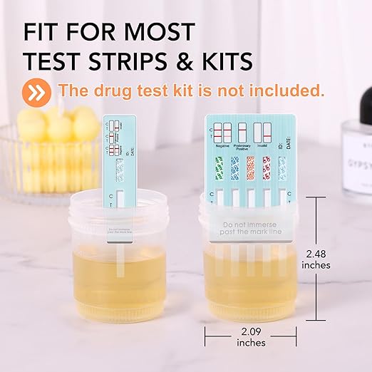 Easy@Home Specimen Test Cups with Screw-on Lids, Leak-proof Urine Collection Containers, for Test Strips and Kits, 3OZ Large Volume, 5 Pack