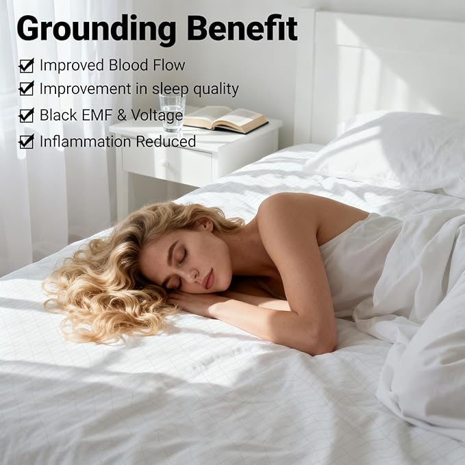 Grounding Sheets Full,90% Cotton 10% Silver Fiber,Grounded Bed Sheet, Deep Pocket Grounded Bed Sheet, Improve Sleep (Full)