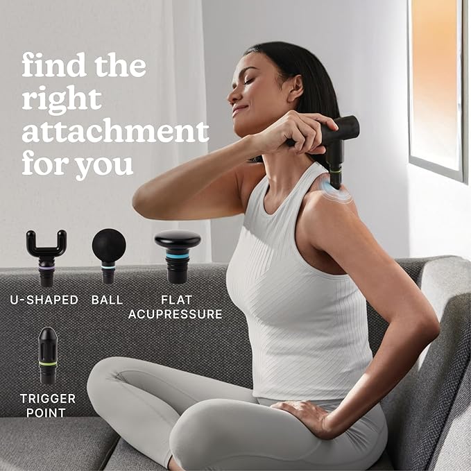 Homedics Therapist Select Compact Percussion Massager, 4 Attachments, Thermal Heat, Rechargeable Battery with 4-Hour Runtime, 3 Intensity Levels, Cordless for Travel