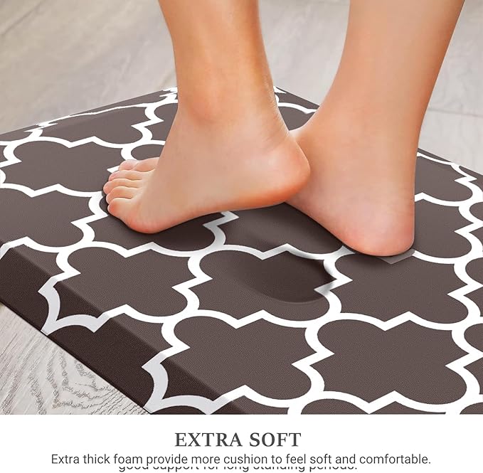 WISELIFE Anti Fatigue Floor Mat - 4/5 Inch Kitchen Mat Non Slip Waterproof Heavy Duty Ergonomic Comfort Mat Durable for Home, Office, Sink, Laundry,(17.3" x 28", Chocolate)