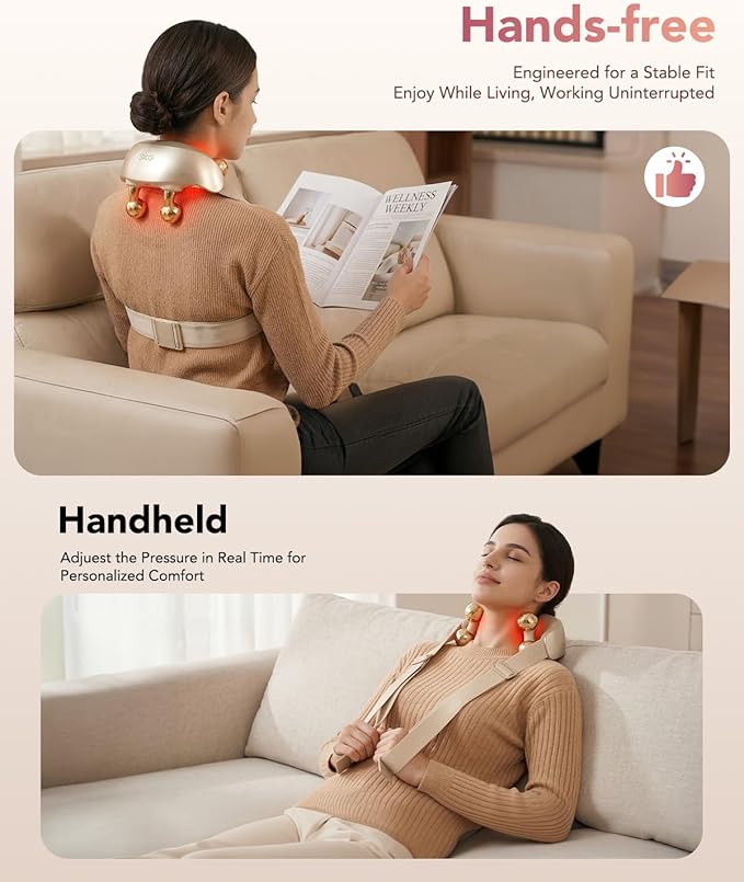 SKG H7 Ultra E Neck Massager for Pain Relief Deep Tissue Shiatsu Cordless Neck and Shoulder Massger with Heat Valentine Gifts for Men Women Dad Mom Grandpa