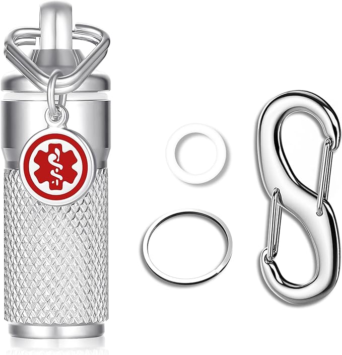 Divoti Precision CNC Machined Stainless Steel Emergency Pill Holder Keychain - Small