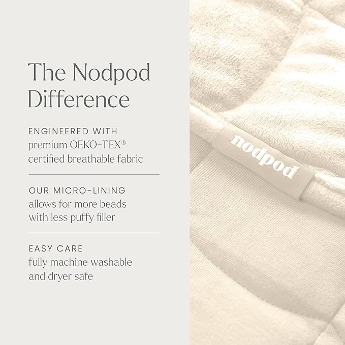 nodpod Body 6.5lb Patented Compact Weighted Blanket I Perfect for Relaxation, Sleeping & Travel l I Glass Bead Filled, Machine Washable (29" x 24") - Bone
