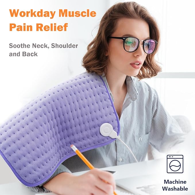 Ultra-Wide Microplush Heating Pad - 20"x24" Electric Heating Pad for Back, Neck, Shoulder Pain and Cramps - Moist Heat Option, Machine Washable, Auto-Off - Gifts for Women, Mom, Grandma, Wife