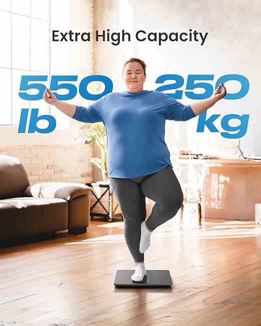 RENPHO 550lb Scale for Body Weight, Digital Bathroom Scale with Large LED Display, Big Platform Weighing Machine with Extra-High Capacity, Most Accurate to 0.05lb, 13x11.8in, Core 1L