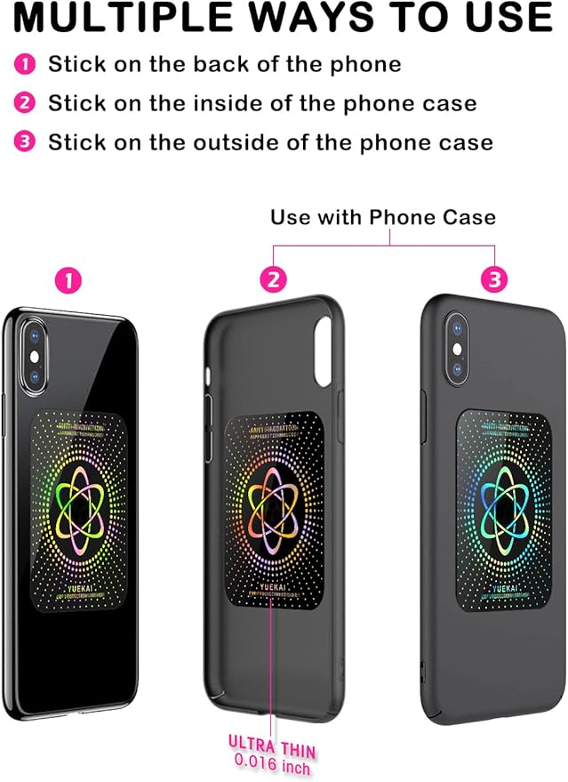 EMF Protection for Cell Phone Stickers, Suitable for All Smartphones/All Electronic Products/Tablet/Laptop/Computer, Suitable for Anyone, 2.4 x 2.0 x 0.016 inches - (6 Pack)
