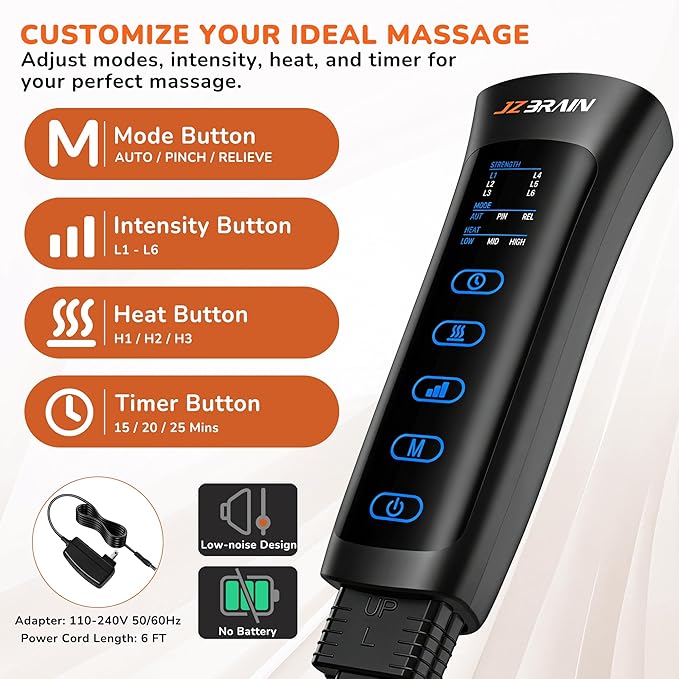 Air Compression Leg Massager with Heat : Calf, Knees & Thigh Recovery Compression System for Pain Relief & Circulation - Sequential Massager with 3 Heat,3 Modes & 6 Intensities for Daily Use