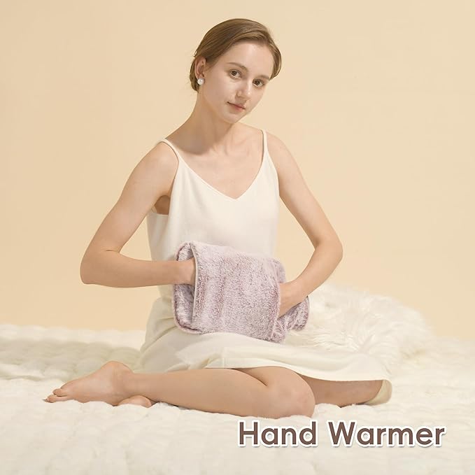 samply Hot Water Bottle with Cover - 2L Hot Water Bag with Hand Pocket, for Hand Feet Warmer, Pink