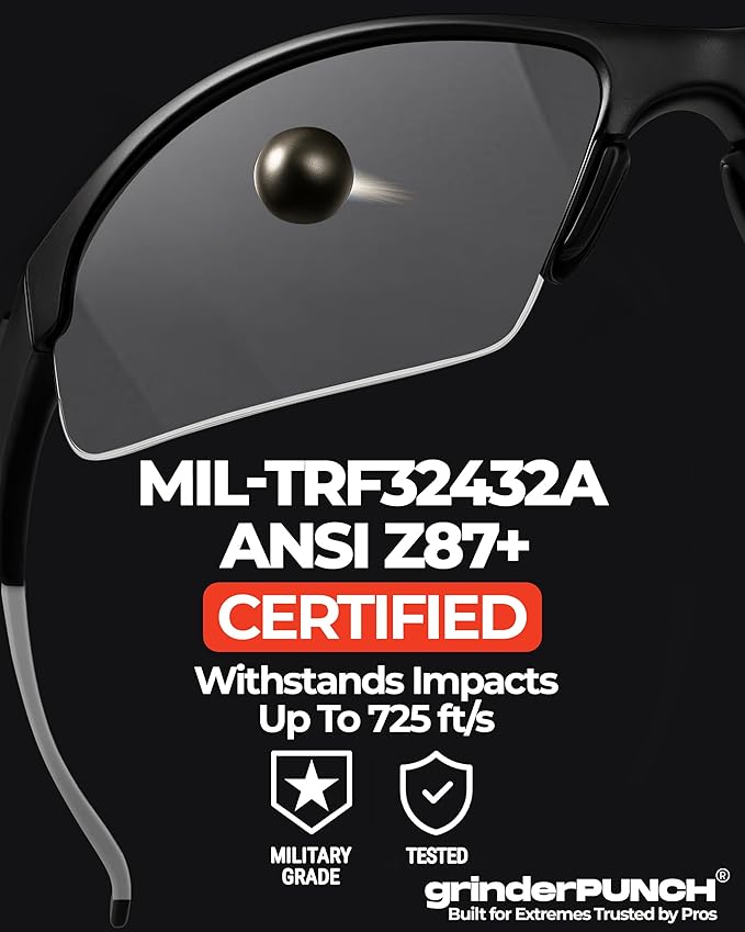 grinderPUNCH Tactical Shooting Glasses Military Grade Impact Resistant Protection 100% UV Lenses ANSI Z87 Safety Glasses