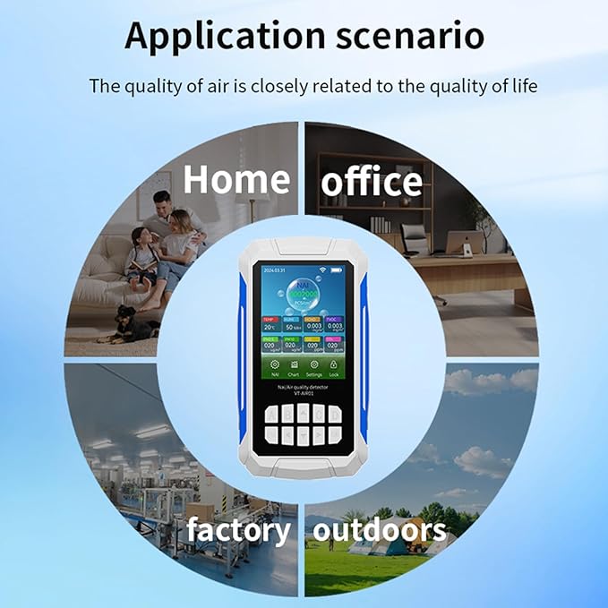 Garosa Air Quality Detector & Ionizer Meter Portable Air Tester with VOC PM2.5 CO2 Temp Humidity for Home Car Office & Negative Ion Monitoring (White)