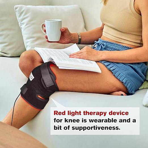 TUOB Knee Elbow Pain Therapy Device with 660nm Red Light and 880nm Near Infrared Red Light Benefits for Joint Pain Relief, Wearable Light Therapy Knee Device Relax Muscle Easily Use at Home Office