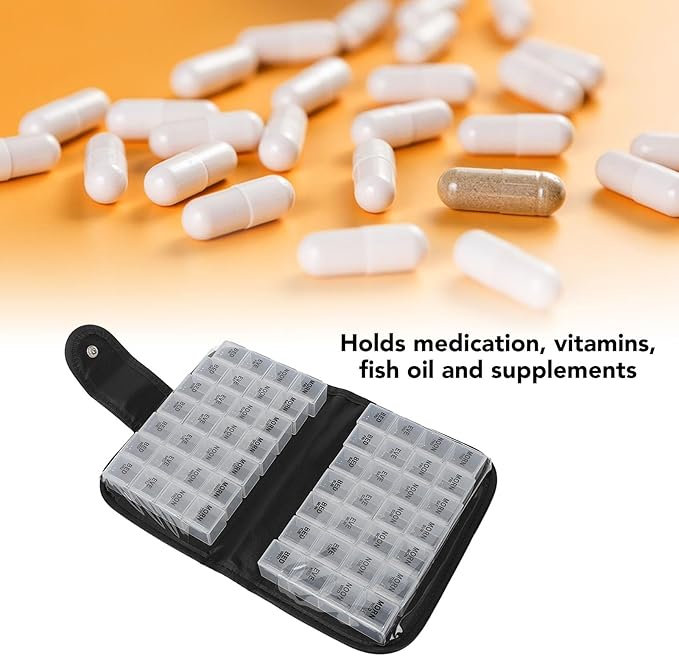 Organizer Box, Portable Large Compartment Monthly Organizer 4 Times A Day with Removable Individual Containers, Travel Box Organizer for Vitamin, Fish Oil