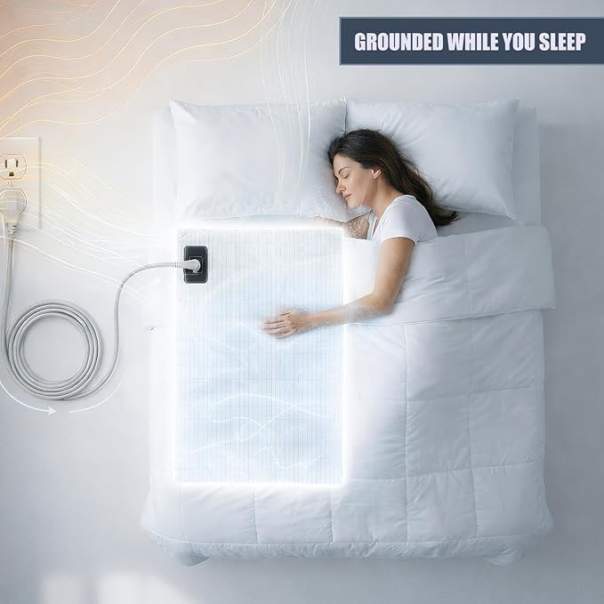 Earthing Half Sheet, Grounding Sheets for Earthing, Earthing Mat, Grounding Kit | Including Grounding Cord & 2 Suspenders | Earthing Sheet, Grounding Mat Earthing