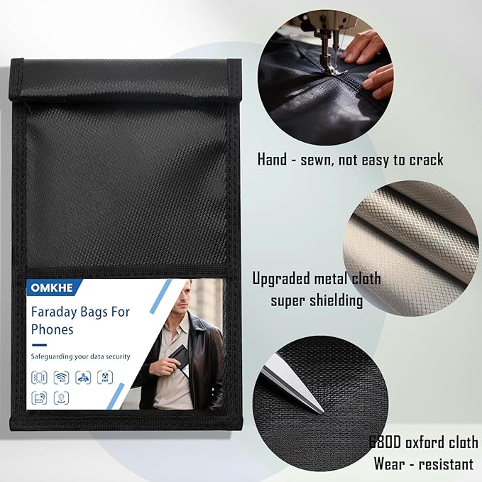 Faraday Bags for Phones, 2 Pack Go Dark Faraday Bags, Magnetic Closure Emf Blocker for Cell Phone Case Signal Blocking Pouch,Military Grade Waterproof Anti-Theft Protection,Anti-Tracking