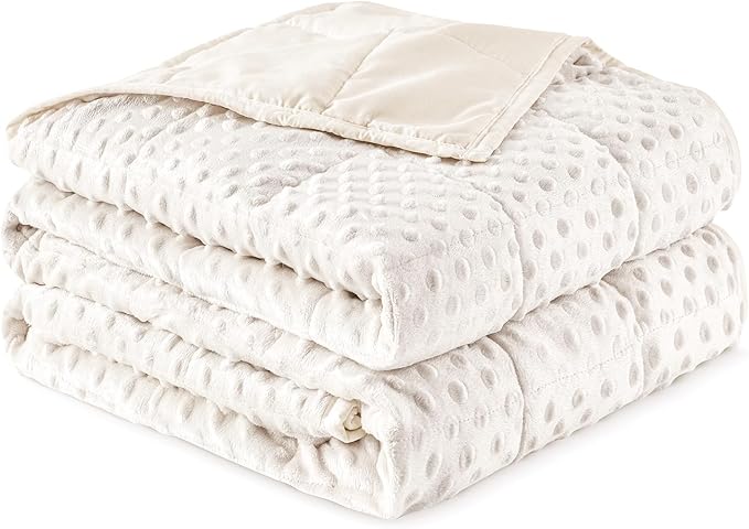 Sivio Weighted Blanket for Adults Queen Size 20 lbs, Soft Heavy Blanket for Stress Relief and Sleep Promotion, Cooling Weighted Throw Blanket for All-Season, White, 60 x 80 inches