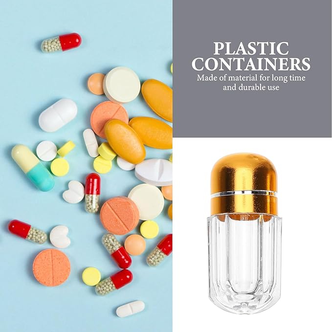 Pill Bottles 20pcs One Capsule Bottle Clear Plastic Container Plastic Container with Lid Medicine Capsule Empty Candy