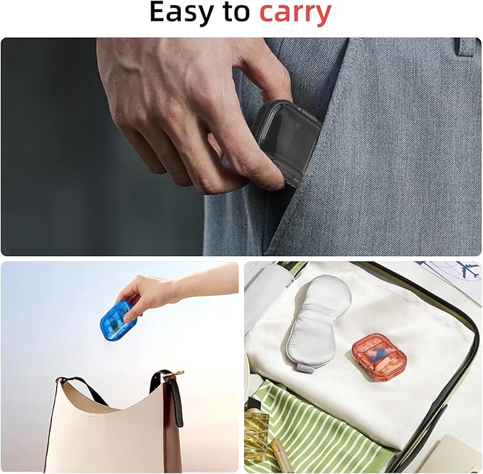 1 Pack Travel Pill Organizer for Purse, 3 Compartment Pill Organizer for Travle, Compact Mini Pill Case for Travle, Small Pill Box for Purse, Pocket Pill Case, Pill Box Compact