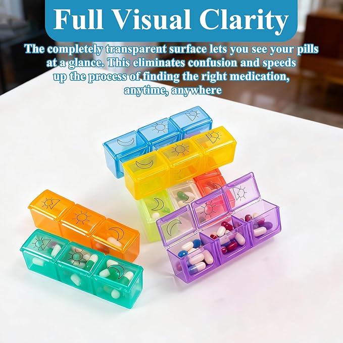 Monthly Pill Box Organizer 3 Times a Day, Travel Medicine Organizing Bag with Portable Hard Shell, Medical Supplies with 32 Daily Compartments, Pill Holder for Vitamin, Fish Oil, Supplements