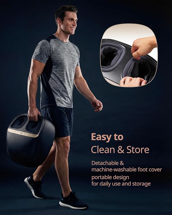 4-in-1 Shiatsu Foot Massager with Heat, Deep Kneading, Air Compression, Vibration, FSA Eligible, HSA Eligible for Neuropathy, Plantar Fasciitis, Pain Relief, Gift for Women & Men Size Up to 14