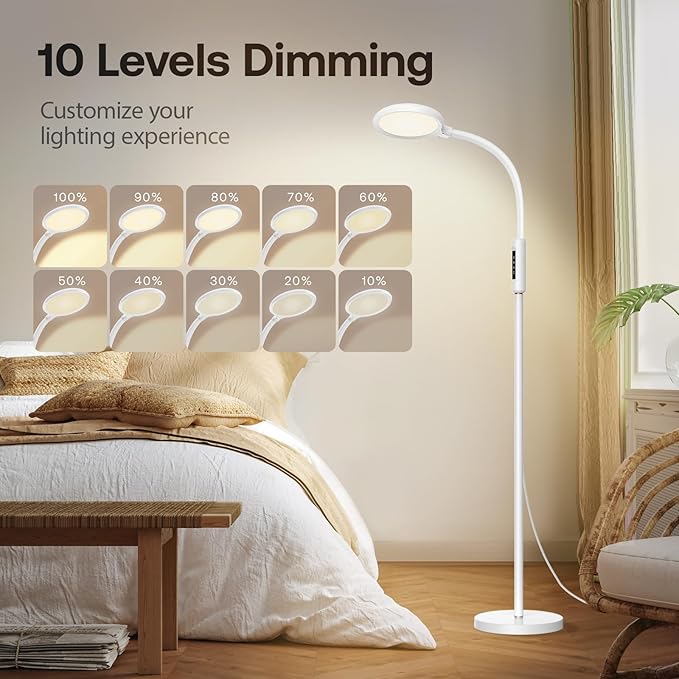 Aoife Sunlight Light Therapy Floor Lamp with 15000 Lux Daylight 10 Color Temperature and 10 Brightness Natural Sun Light Remote Control and Timer