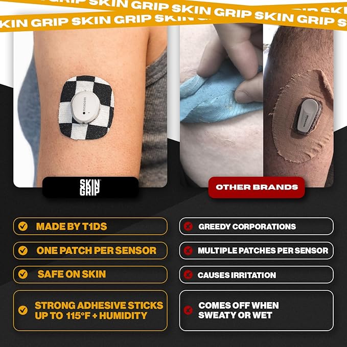 Skin Grip Adhesive Patches Compatible with Dexcom G7 & Stelo CGM with Cutout – Waterproof & Sweatproof Cover for Continuous Glucose Monitor Sensor, Stays Secure for 10-15 Days -10 Pack, Classic Design